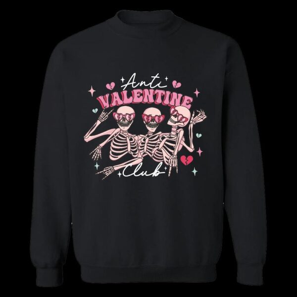 Feye Shop Anti Valentines Club Sweatshirt Skeleton Valentines Day Sweatshirt Anti Valentine Hoodie Skeleton Gift for Singles Funny Valentines Hoodie