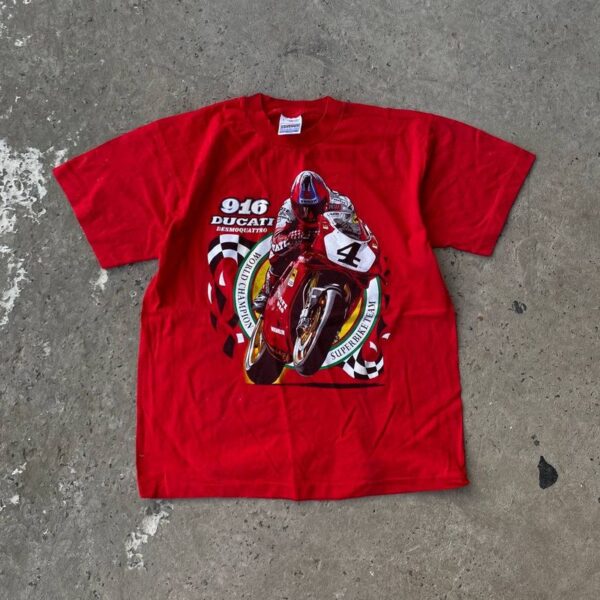 Feye Shop 90’s Carl Fogarty Ducati World Champion Double Sided T-shirt, Shirt Outfit, Gift For Men, Gift For Women