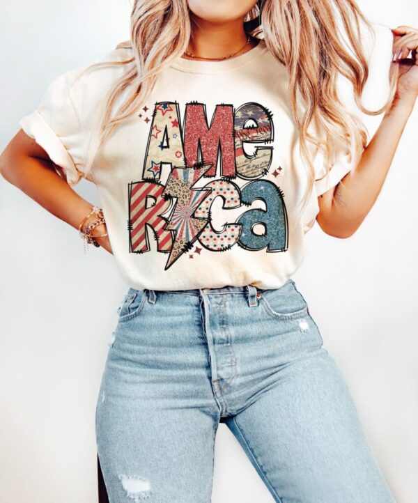 Feye Shop 4th of July America Shirt, Sparkly America T-Shirt, Independence Day, 4th of July T-Shirt, Leopard 4th of july T-Shirt designs, USA