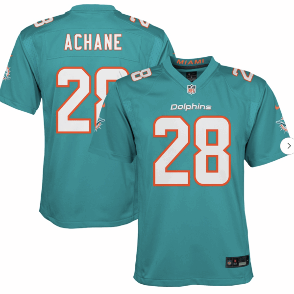 De‚ÄôVon Achane Miami Dolphins Nike Youth Game Jersey - Aqua