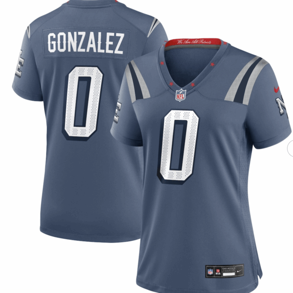 Christian Gonzalez New England Patriots Nike Women's 2025 Rivalries Collection Game Jersey - Storm Blue