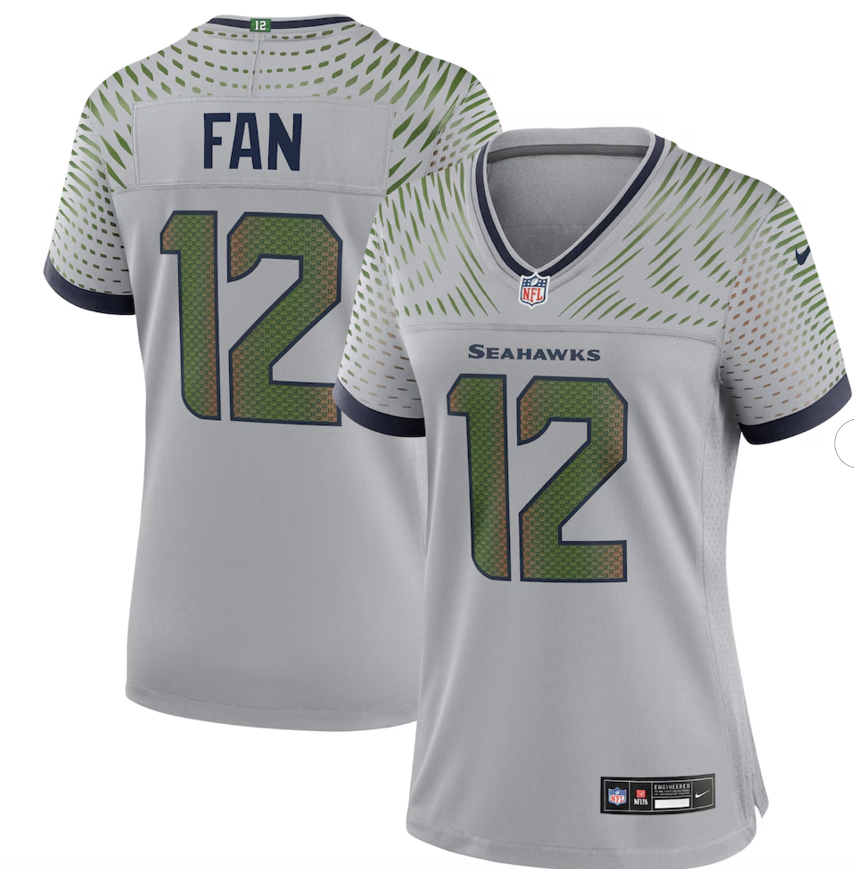 12s Seattle Seahawks Nike Women's 2025 Rivalries Collection Game Jersey - Wolf Gray