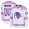 Chicago Blackhawks Fanatics 2024 Hockey Fights Cancer Custom Practice Jersey - White