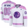 New York Islanders Fanatics 2024 Hockey Fights Cancer Custom Practice Jersey - White