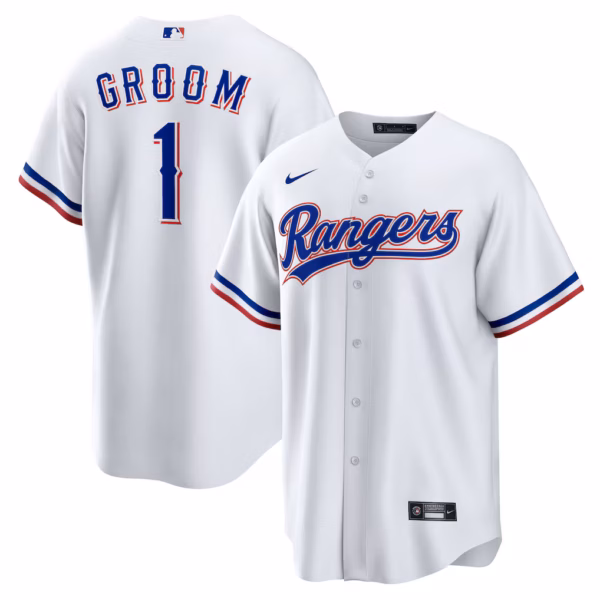 Texas Rangers Nike #1 Groom Home  Jersey - White