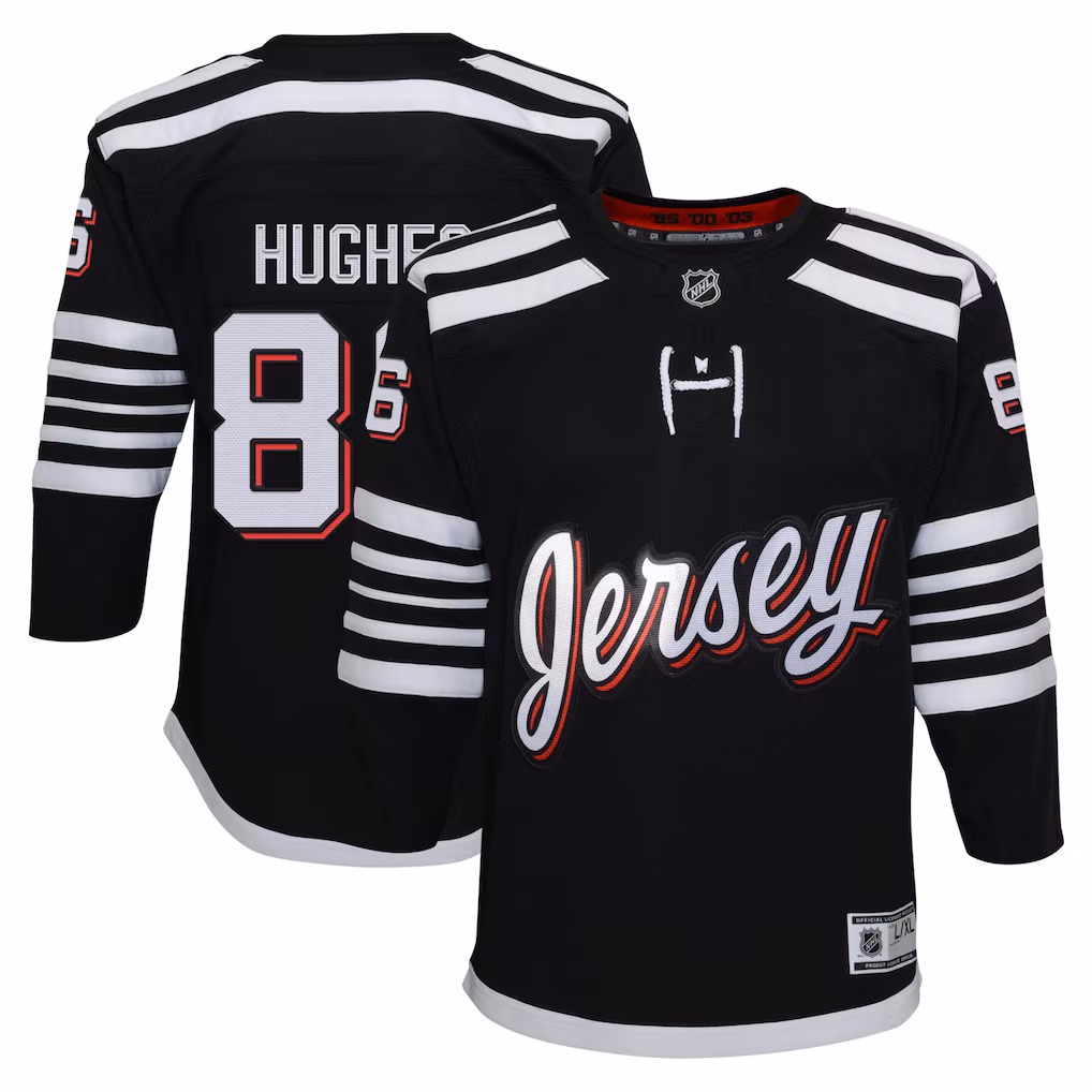 Jack Hughes New Jersey Devils Youth Alternate Premier Player Jersey - Black