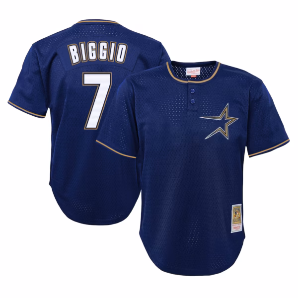 Craig Biggio Houston Astros Mitchell & Ness Youth Cooperstown Collection&nbsp;Mesh Batting Practice Jersey - Navy