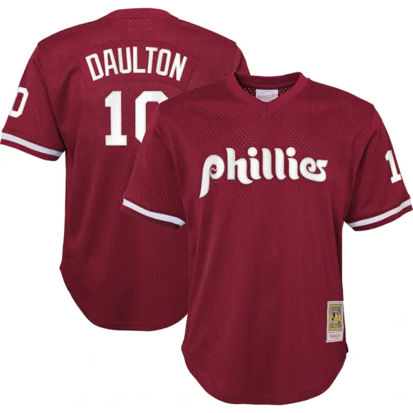 Darren Daulton Philadelphia Phillies Mitchell & Ness Youth Cooperstown Collection&nbsp;Mesh Batting Practice Jersey - Burgundy