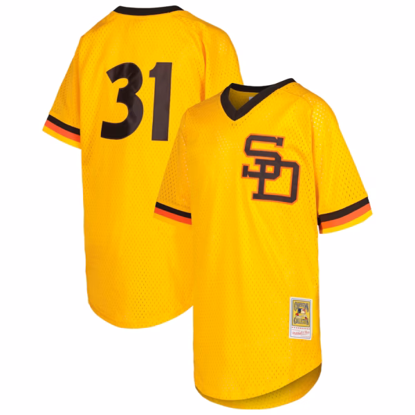 Dave Winfield San Diego Padres Mitchell & Ness Youth Cooperstown Collection&nbsp;Mesh Batting Practice Jersey - Gold