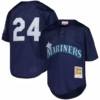 Ken Griffey Jr. Seattle Mariners Mitchell & Ness Youth Cooperstown Collection Mesh Batting Practice Jersey - Navy