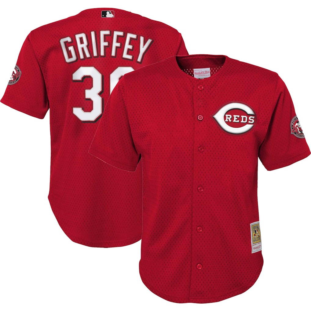 Ken Griffey Jr. Cincinnati Reds Mitchell & Ness Youth Cooperstown Collection Mesh Batting Practice Jersey - Red