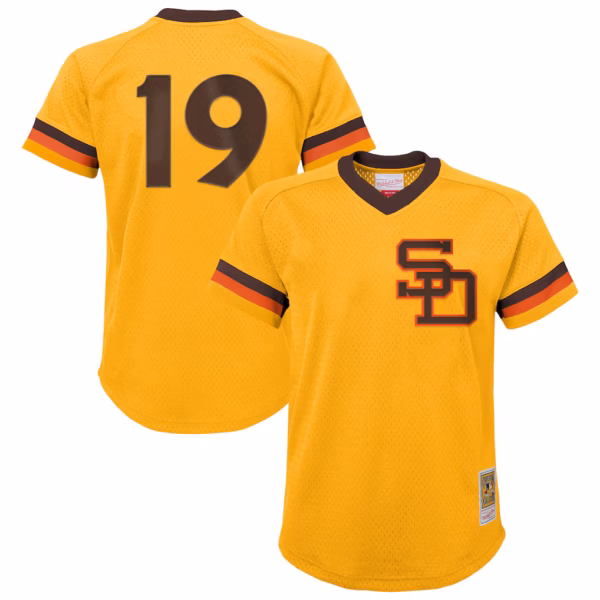 Tony Gwynn San Diego Padres Mitchell & Ness Youth Cooperstown Collection Mesh Batting Practice Jersey - Gold